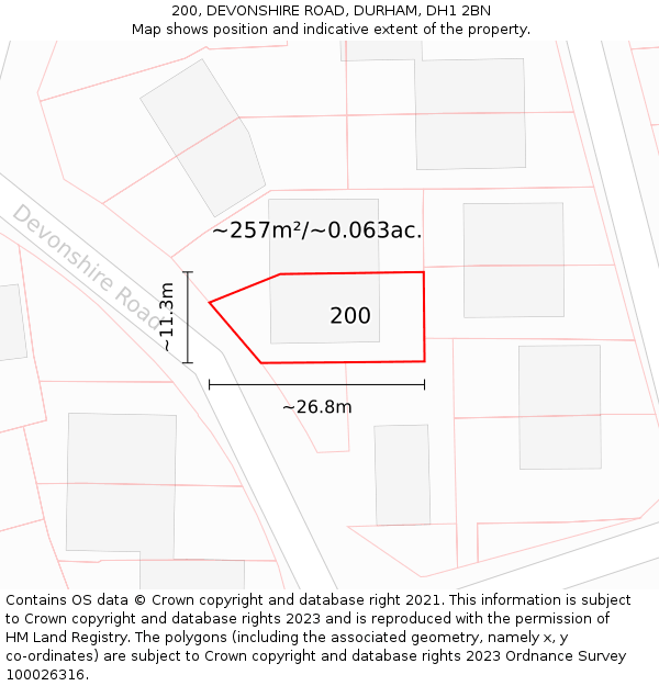 200, DEVONSHIRE ROAD, DURHAM, DH1 2BN: Plot and title map