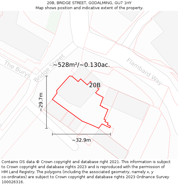 20B, BRIDGE STREET, GODALMING, GU7 1HY: Plot and title map