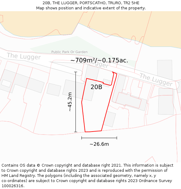 20B, THE LUGGER, PORTSCATHO, TRURO, TR2 5HE: Plot and title map