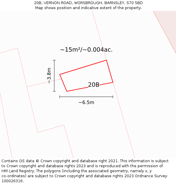 20B, VERNON ROAD, WORSBROUGH, BARNSLEY, S70 5BD: Plot and title map