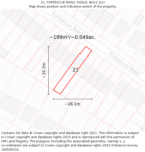 21, FORTESCUE ROAD, POOLE, BH12 2LH: Plot and title map