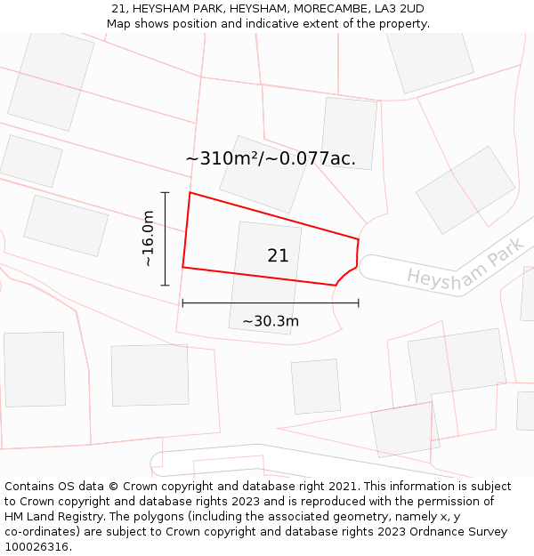 21, HEYSHAM PARK, HEYSHAM, MORECAMBE, LA3 2UD: Plot and title map