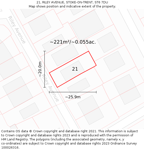 21, RILEY AVENUE, STOKE-ON-TRENT, ST6 7DU: Plot and title map