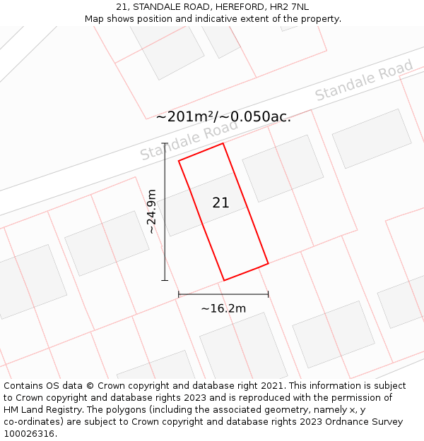 21, STANDALE ROAD, HEREFORD, HR2 7NL: Plot and title map