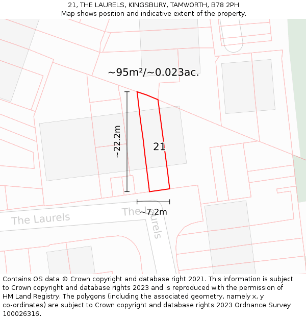 21, THE LAURELS, KINGSBURY, TAMWORTH, B78 2PH: Plot and title map