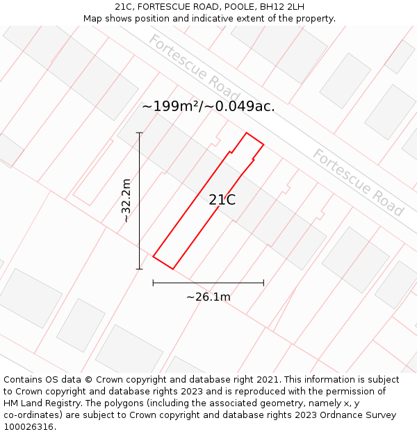 21C, FORTESCUE ROAD, POOLE, BH12 2LH: Plot and title map