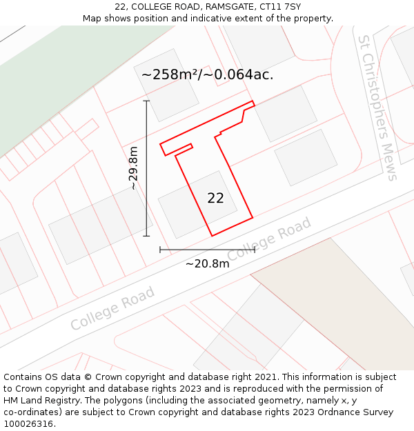 22, COLLEGE ROAD, RAMSGATE, CT11 7SY: Plot and title map