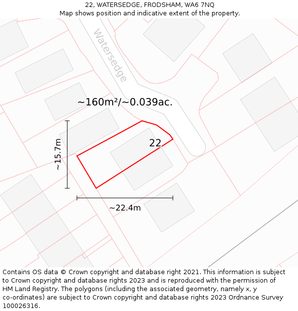 22, WATERSEDGE, FRODSHAM, WA6 7NQ: Plot and title map