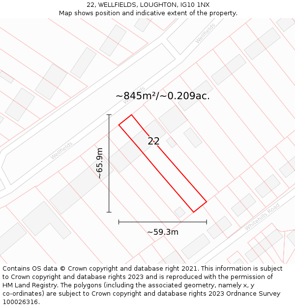 22, WELLFIELDS, LOUGHTON, IG10 1NX: Plot and title map