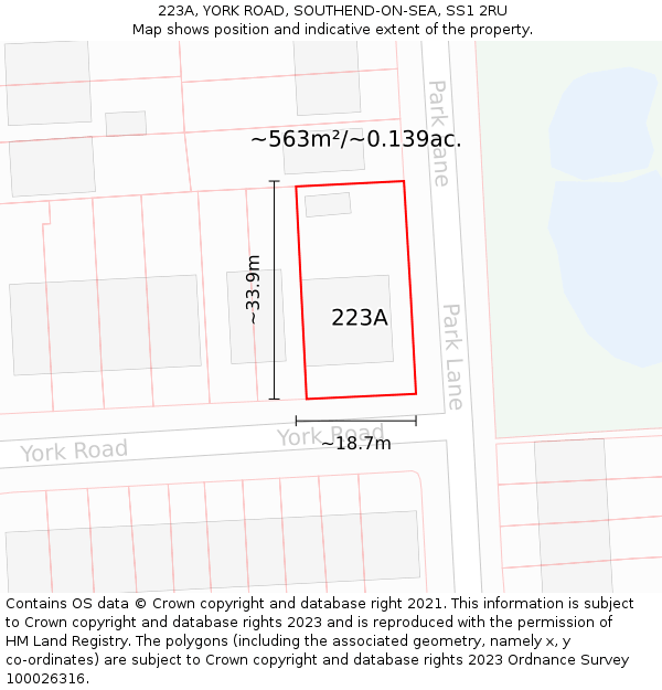 223A, YORK ROAD, SOUTHEND-ON-SEA, SS1 2RU: Plot and title map