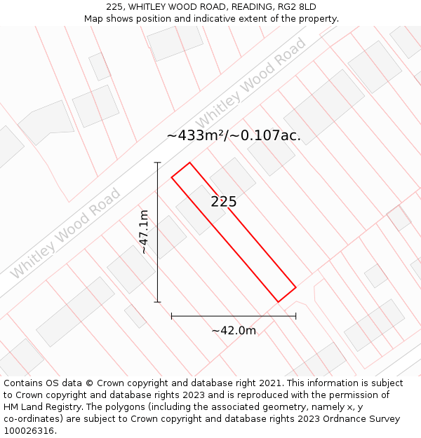 225, WHITLEY WOOD ROAD, READING, RG2 8LD: Plot and title map