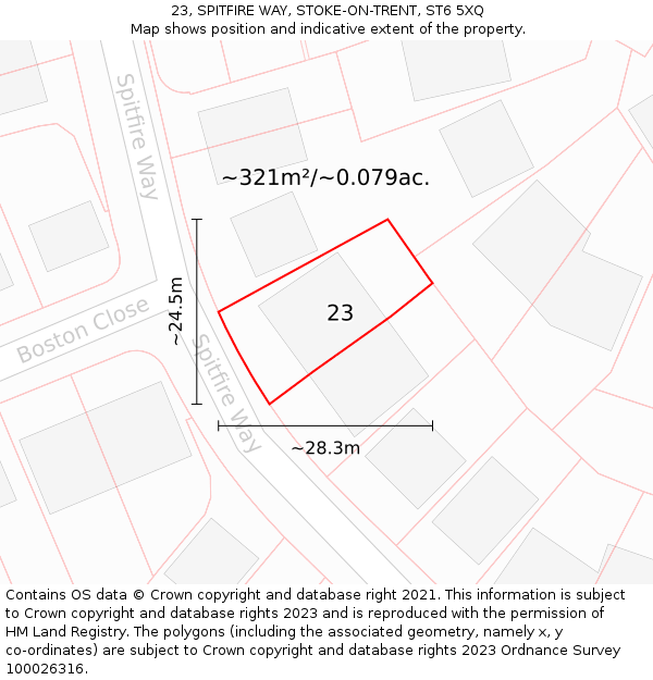 23, SPITFIRE WAY, STOKE-ON-TRENT, ST6 5XQ: Plot and title map