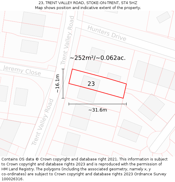 23, TRENT VALLEY ROAD, STOKE-ON-TRENT, ST4 5HZ: Plot and title map