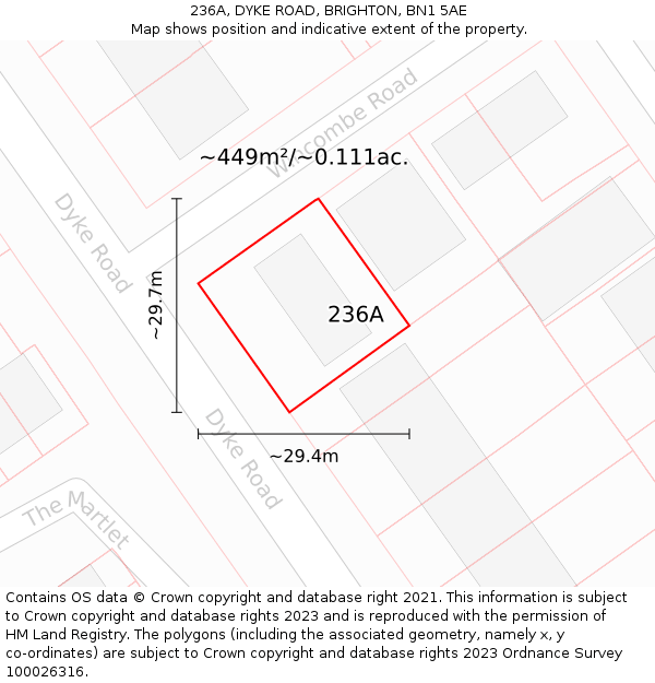 236A, DYKE ROAD, BRIGHTON, BN1 5AE: Plot and title map