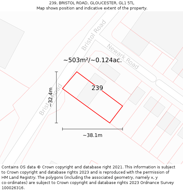 239, BRISTOL ROAD, GLOUCESTER, GL1 5TL: Plot and title map