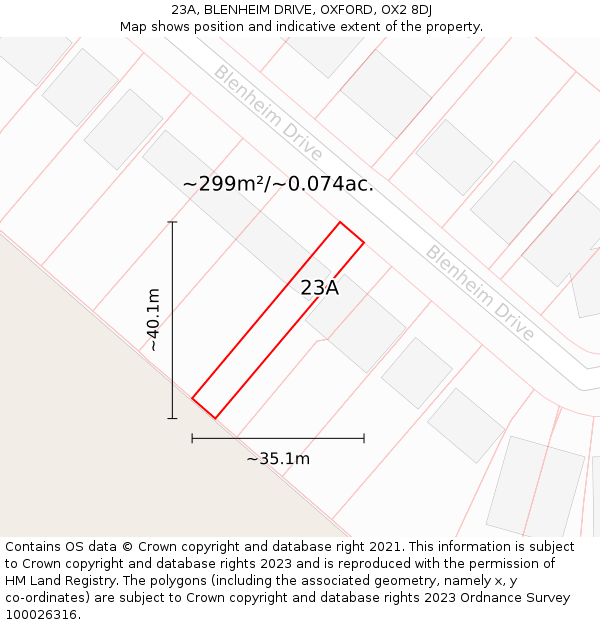 23A, BLENHEIM DRIVE, OXFORD, OX2 8DJ: Plot and title map