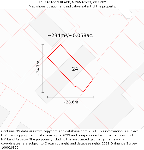 24, BARTONS PLACE, NEWMARKET, CB8 0EY: Plot and title map