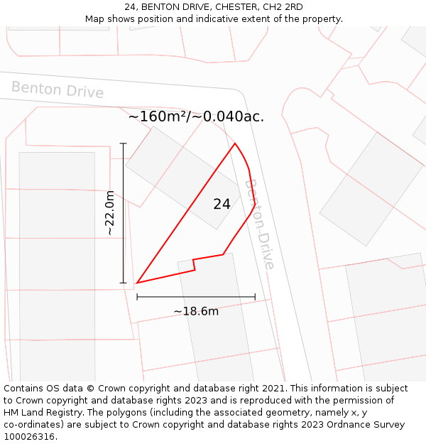 24, BENTON DRIVE, CHESTER, CH2 2RD: Plot and title map