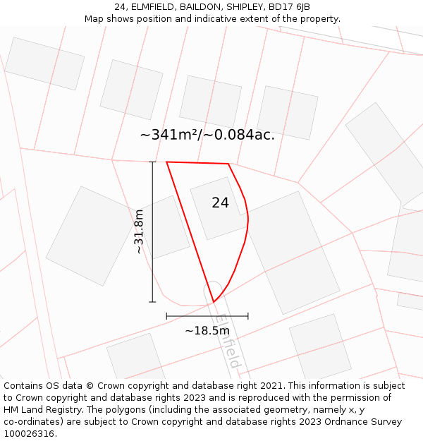 24, ELMFIELD, BAILDON, SHIPLEY, BD17 6JB: Plot and title map