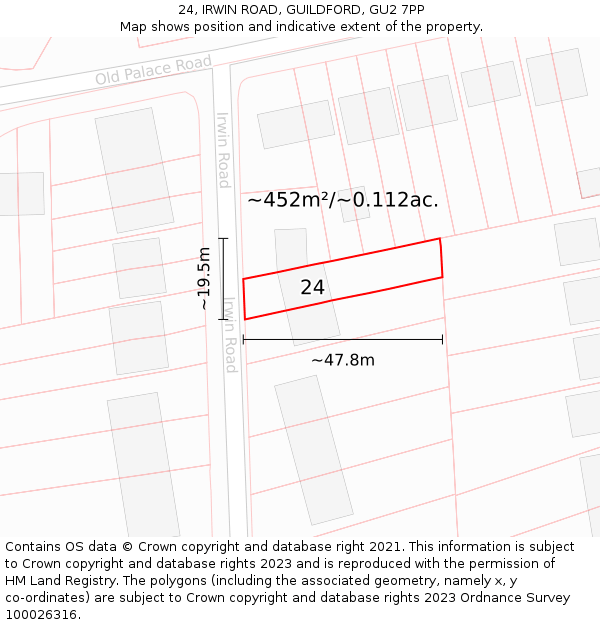 24, IRWIN ROAD, GUILDFORD, GU2 7PP: Plot and title map