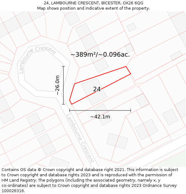 24, LAMBOURNE CRESCENT, BICESTER, OX26 6QG: Plot and title map