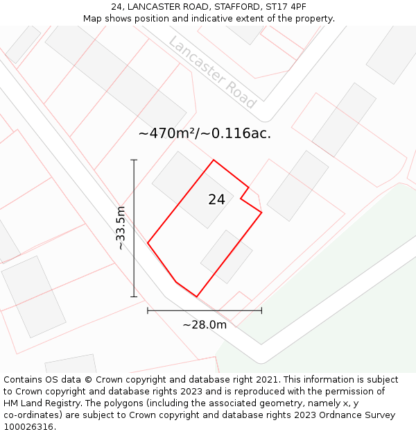 24, LANCASTER ROAD, STAFFORD, ST17 4PF: Plot and title map