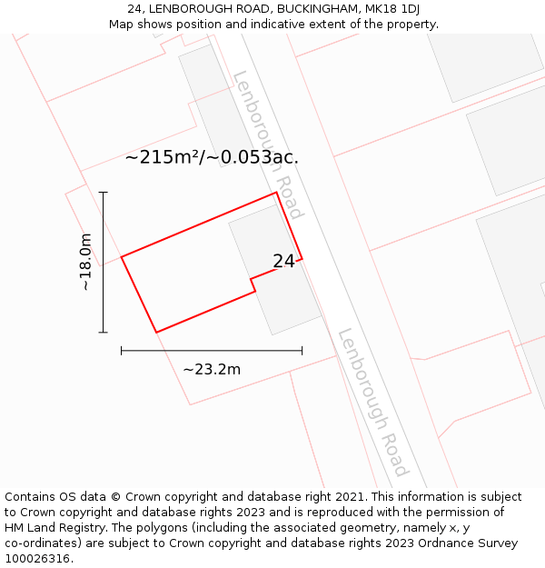 24, LENBOROUGH ROAD, BUCKINGHAM, MK18 1DJ: Plot and title map