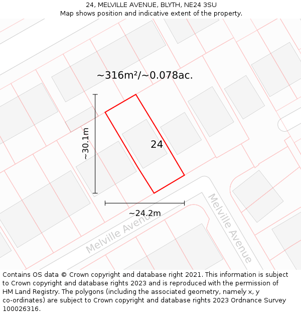 24, MELVILLE AVENUE, BLYTH, NE24 3SU: Plot and title map