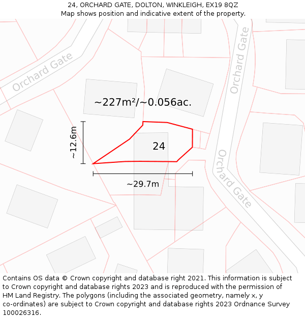 24, ORCHARD GATE, DOLTON, WINKLEIGH, EX19 8QZ: Plot and title map