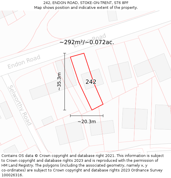 242, ENDON ROAD, STOKE-ON-TRENT, ST6 8PF: Plot and title map