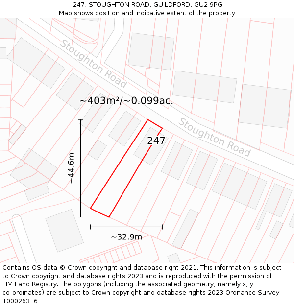 247, STOUGHTON ROAD, GUILDFORD, GU2 9PG: Plot and title map