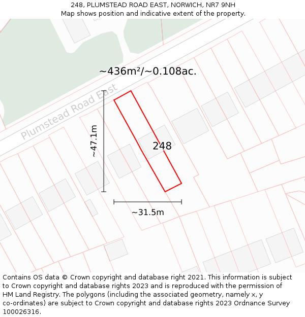 248, PLUMSTEAD ROAD EAST, NORWICH, NR7 9NH: Plot and title map