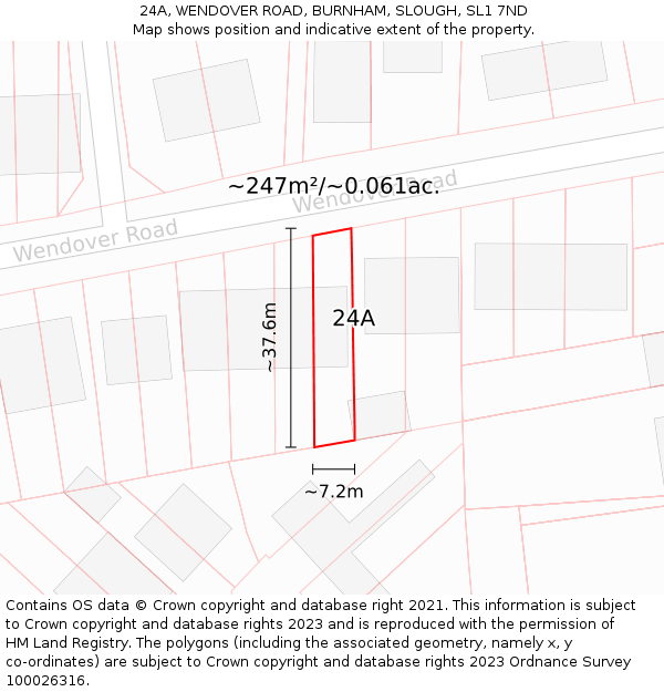 24A, WENDOVER ROAD, BURNHAM, SLOUGH, SL1 7ND: Plot and title map