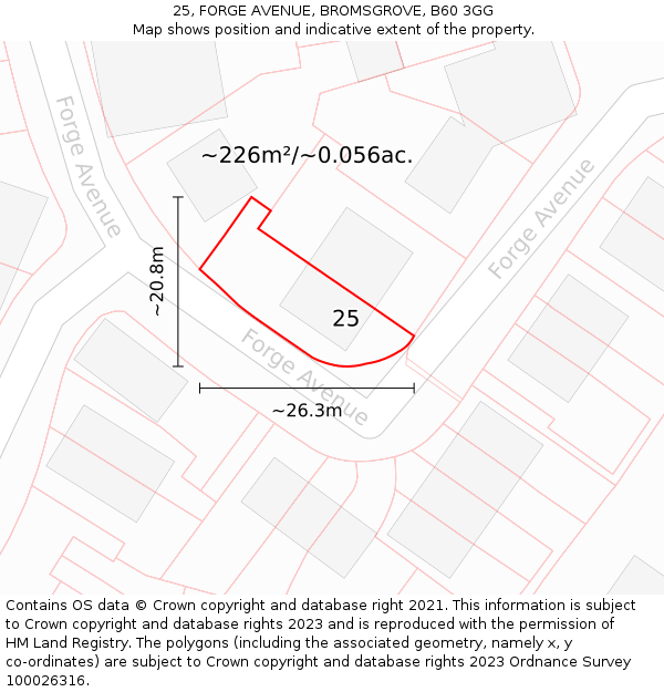 25, FORGE AVENUE, BROMSGROVE, B60 3GG: Plot and title map