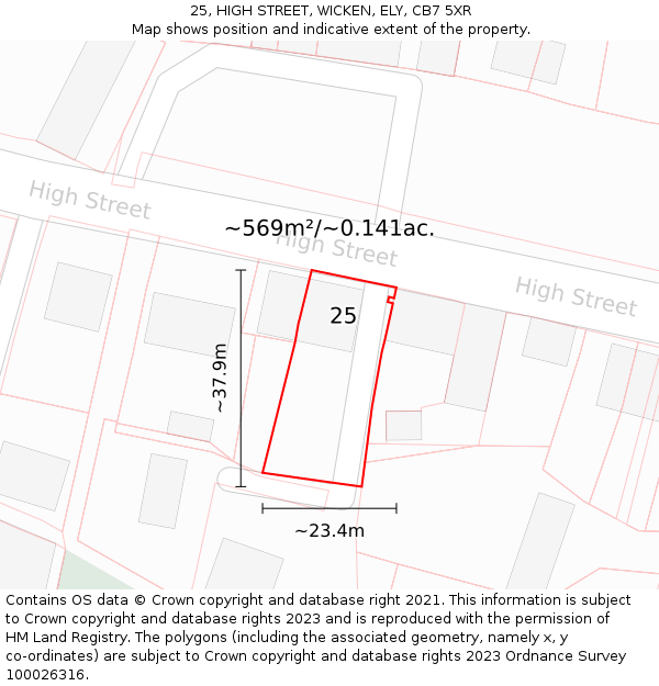 25, HIGH STREET, WICKEN, ELY, CB7 5XR: Plot and title map