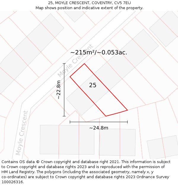 25, MOYLE CRESCENT, COVENTRY, CV5 7EU: Plot and title map
