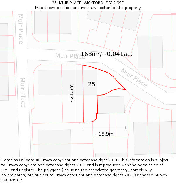 25, MUIR PLACE, WICKFORD, SS12 9SD: Plot and title map