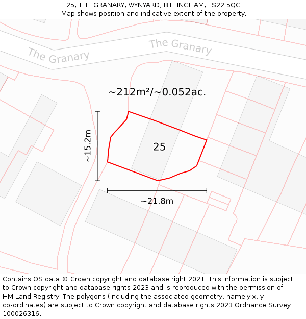 25, THE GRANARY, WYNYARD, BILLINGHAM, TS22 5QG: Plot and title map