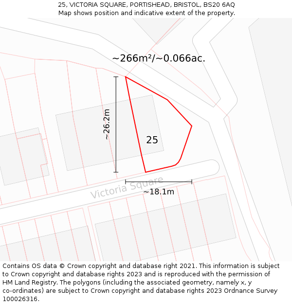 25, VICTORIA SQUARE, PORTISHEAD, BRISTOL, BS20 6AQ: Plot and title map