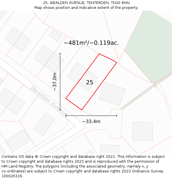 25, WEALDEN AVENUE, TENTERDEN, TN30 6NN: Plot and title map