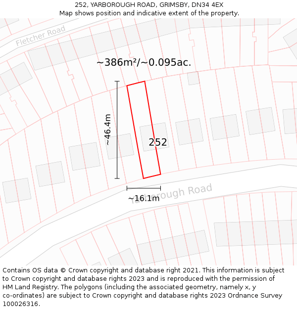 252, YARBOROUGH ROAD, GRIMSBY, DN34 4EX: Plot and title map