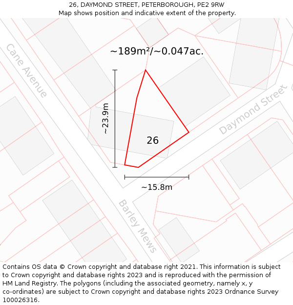 26, DAYMOND STREET, PETERBOROUGH, PE2 9RW: Plot and title map