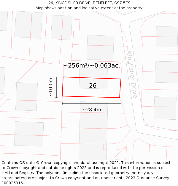 26, KINGFISHER DRIVE, BENFLEET, SS7 5ES: Plot and title map