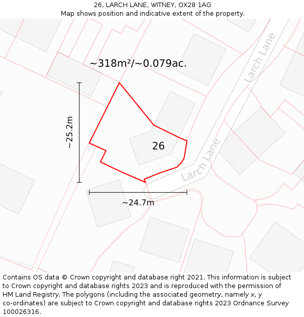 26, LARCH LANE, WITNEY, OX28 1AG: Plot and title map