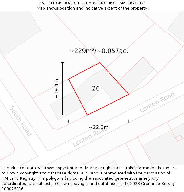 26, LENTON ROAD, THE PARK, NOTTINGHAM, NG7 1DT: Plot and title map