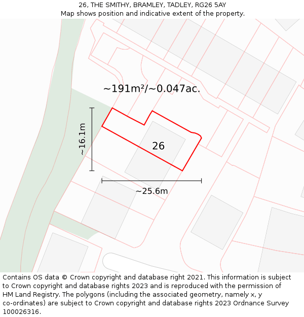 26, THE SMITHY, BRAMLEY, TADLEY, RG26 5AY: Plot and title map