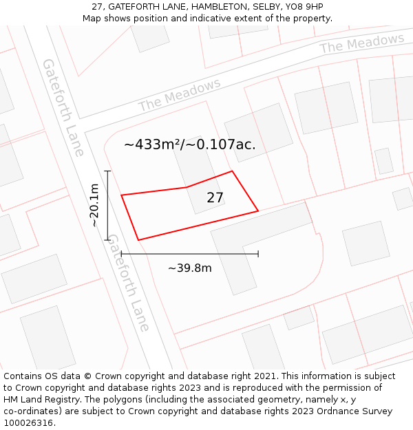 27, GATEFORTH LANE, HAMBLETON, SELBY, YO8 9HP: Plot and title map