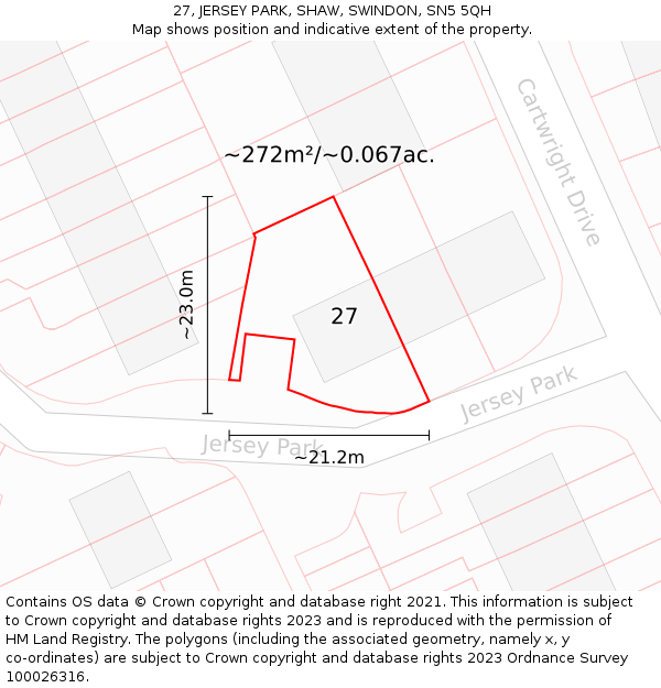 27, JERSEY PARK, SHAW, SWINDON, SN5 5QH: Plot and title map