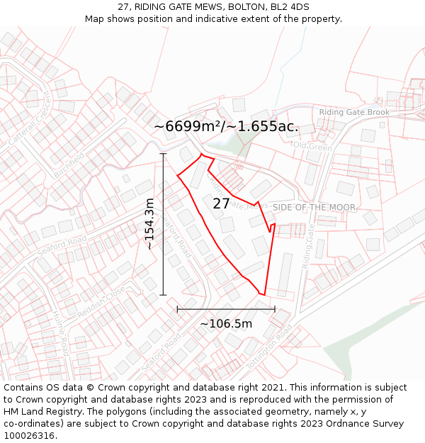 27, RIDING GATE MEWS, BOLTON, BL2 4DS: Plot and title map