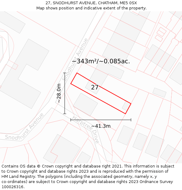 27, SNODHURST AVENUE, CHATHAM, ME5 0SX: Plot and title map